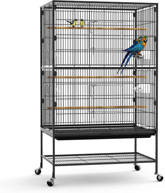 Large 132cm Rolling Portable Metal Bird Cage With Wheels & Tray For Cockatoo Parrot Budgies Canary