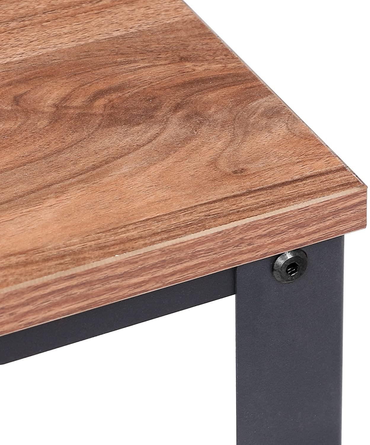 2 Tier Vintage Brown Wood/Metal Steel Industrial BedSide Nightstand Living Room End Table Desk With Mesh Storage