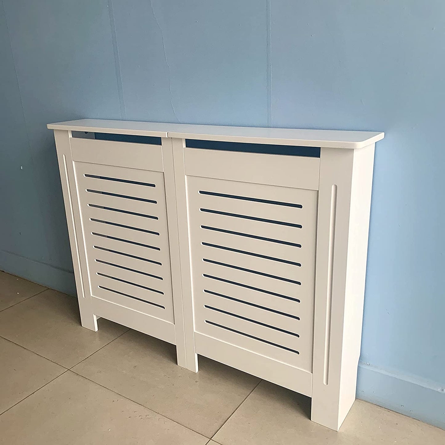 White Wooden Horizontal Slanted Radiator Cover Grill Cabinet Panel Shelf Hallway Furniture In 3 Sizes