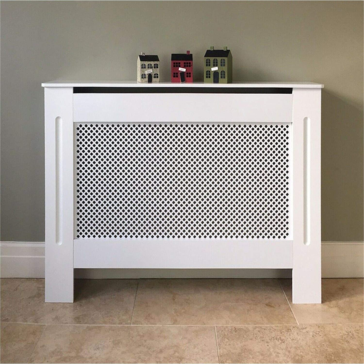 HYGRAD BUILT TO SURVIVE Chic Free Standing White Wooden MDF Radiator Heater Cover Grill Cabinet Guard Shelf Hallway Furniture
