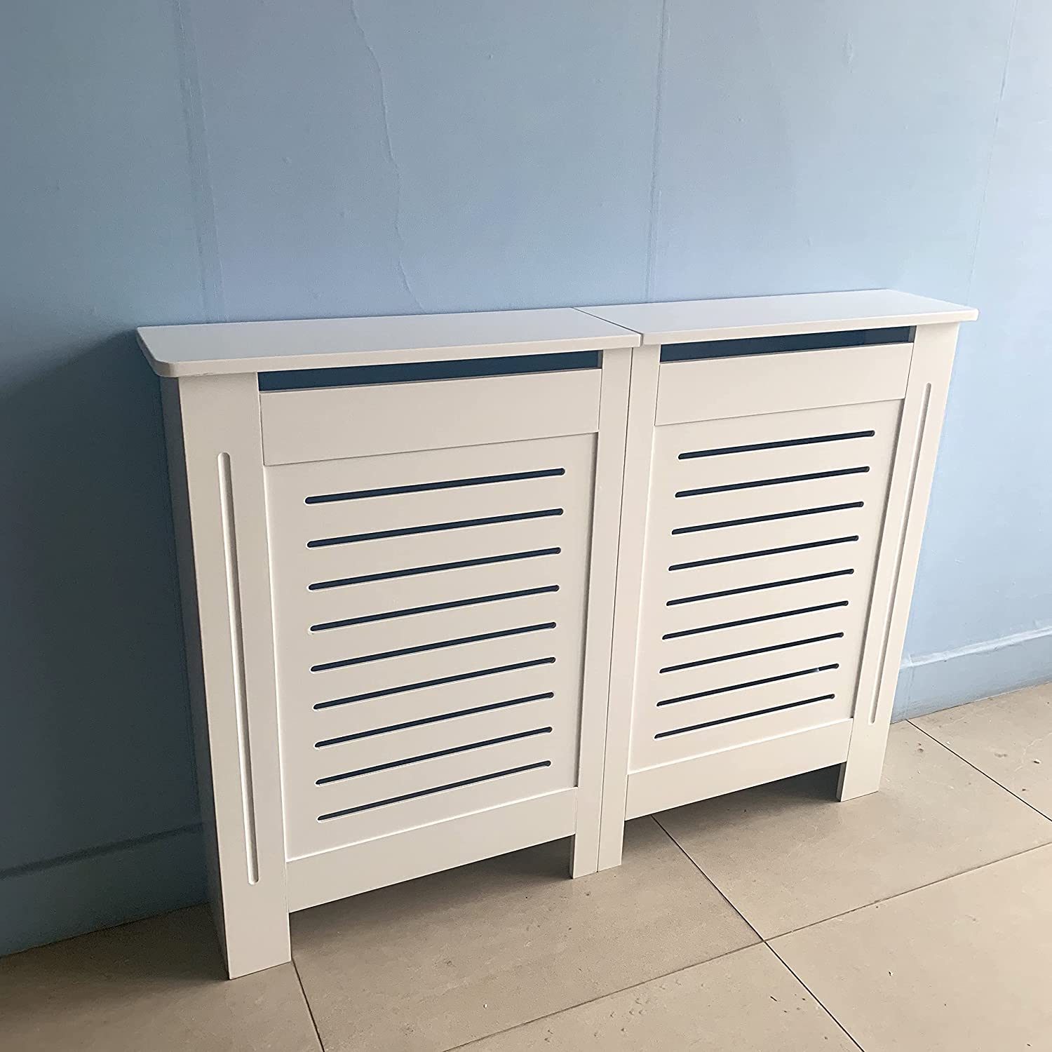 White Wooden Horizontal Slanted Radiator Cover Grill Cabinet Panel Shelf Hallway Furniture In 3 Sizes