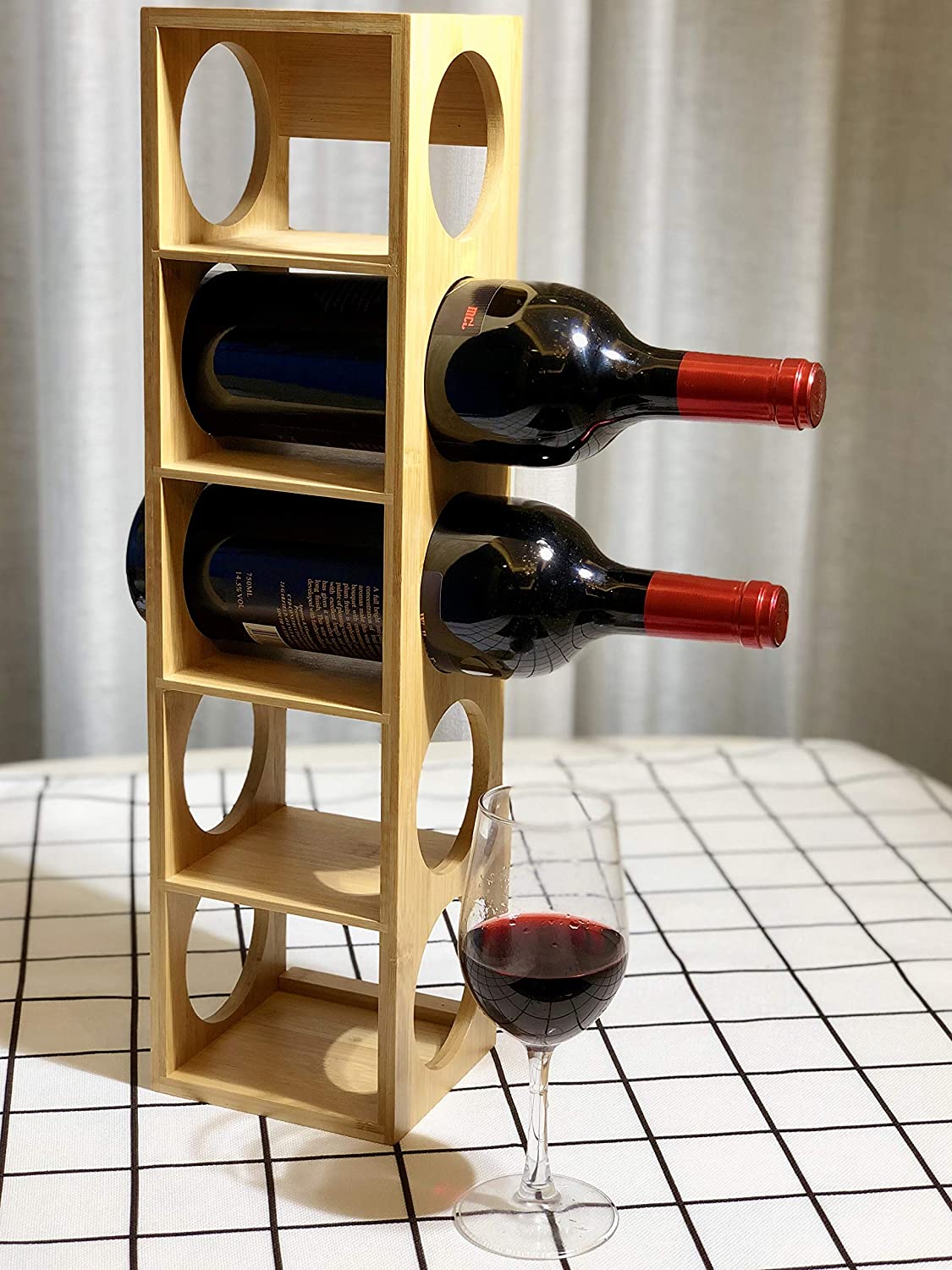 Hygrad Bamboo Stackable Wine Rack Stand Holder Wall Mountable, Free Standing or Horizontally